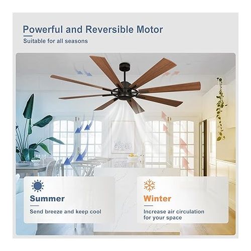  Depuley 72 Inch Modern Ceiling Fan with Remote Control, Quiet Ceiling Fan without Light, Speed, Walnut, 8 Blades, for Bedroom, Kitchen, Living Room, Balcony