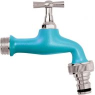Schlafer 435220 - Outlet Valve 1/2 Inch Brass, Ball Outlet Valve - 20.95 mm 1/2 Inch - Ideal as Outdoor Tap - Garden Tap Adjustable, Blue with Automatic Connection for Hose