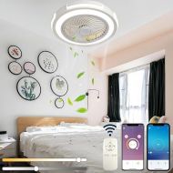 ANKBOY Quiet Ceiling Fan with Lighting, LED Dimmable Ceiling Fan Light with Remote Control and App, White, Round Ceiling Fan with Light for Living Room, Bedroom and Dining Room, Diameter 50 cm/60 W