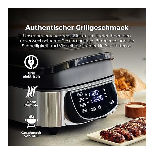  MasterPRO Digital Indoor Grill | Heißluftfritteuse | Elektrogrill | Kuchenmaschine und Tischgrill Elektrisch Rauchfrei mit 1800W | 5 Funktionen |Ofen und Dorrgerat