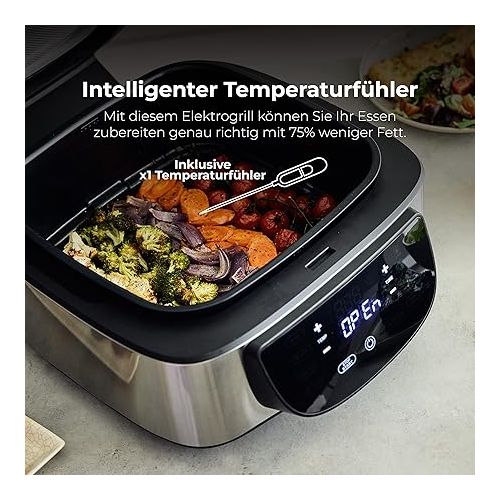  MasterPRO Digital Indoor Grill | Heißluftfritteuse | Elektrogrill | Kuchenmaschine und Tischgrill Elektrisch Rauchfrei mit 1800W | 5 Funktionen |Ofen und Dorrgerat