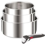 Tefal L898S3 Ingenio Preference On 3-Piece Saucepan Set, Removable Handle, Oven-Safe up to 250 °C without Handle, Suitable for All Hobs, Including Induction, Stainless Steel, 16/18/20 cm