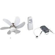 Bestron Ceiling Fan with Lighting, 3 Speed Levels & Large Wingspan of Diameter 75 cm, 50 W, Colour: Maple/White & Westinghouse Lighting 78095 Infrared Remote Control