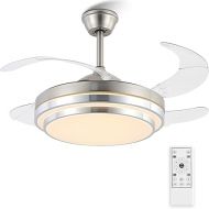 Mpayel Retractable Ceiling Fan with Lighting and Remote Control, Quiet, Ceiling Fan with Light, DC, Memory Function, Timer, Fan Lamp Ceiling for Bedroom, Office, Kitchen, Dining Room