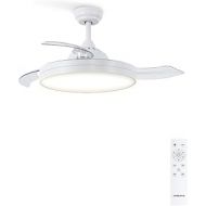 CREATE Windclear Ceiling Fan with Lighting White with Remote Control 6 Speeds Summer Winter Operation Retractable Blades Programmable 40 W Diameter 108 cm