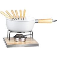 MASER 931889 Cheese Fondue Set for 6 People, 9-Piece Complete Set for Swiss Style Fondue with Ceramic-Coated Pot in Pretty Gift Box, Aluminium, 2.2 Litres