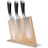 Navaris Knife Holder Double-Sided Magnetic Bamboo - Magnetic Knife Block Knife Board Magnetic Holder on Both Sides - Knife Holder Bamboo Unequipped