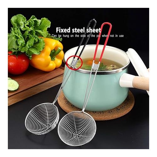  Fondue Sieve Set Stainless Steel Strainer Set Stainless Steel Kitchen Strainer with Handles Slotted Spoon Strainer Fondue Strainer Fondue Accessories Strainer Spoon for Fondue Parties Spaghetti Fondue