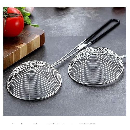  Fondue Sieve Set Stainless Steel Strainer Set Stainless Steel Kitchen Strainer with Handles Slotted Spoon Strainer Fondue Strainer Fondue Accessories Strainer Spoon for Fondue Parties Spaghetti Fondue