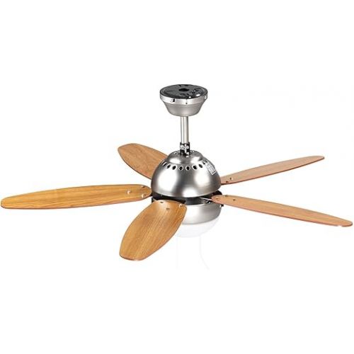  Sichler Haushaltsgerate VT-597 Ceiling Fan with Wooden Wings Lighting Remote Control Diameter 92 cm Ceiling Fan with Lamp Fan with Lighting Ceiling Light