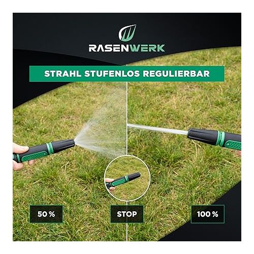  RASENWERK® - Continuously adjustable garden sprayer - with stop function - water spray for garden irrigation - spray gun for various watering needs