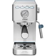 Ufesa CE8030 Milazzo Express and Cappuccino Coffee Machine with Pressure Gauge, 20 Bars, 1350 W, Thermoblock System, Adjustable Steamer, 2 Modes: Ground Coffee or Pad, 1.4 L Tank, 1 or 2 Coffee