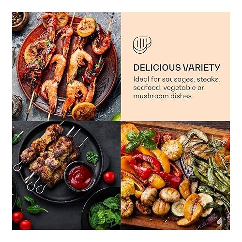  Klarstein Electric Grill, Table Grill with LED Display, Electric Grill for Balcony and Indoor, Stainless Steel Electric Grill, Grill Plate with Removable Non-Stick Plate and Splash Guard, Electric