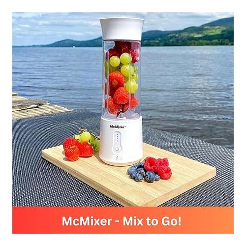  McMixer Smoothie Maker to Go - Portable Mixer with Dual Power Motor - Rechargeable Smoothie Mixer to Go with Battery - USB Mixer for Smoothies, Juices and Baby Food (Mint Blue)