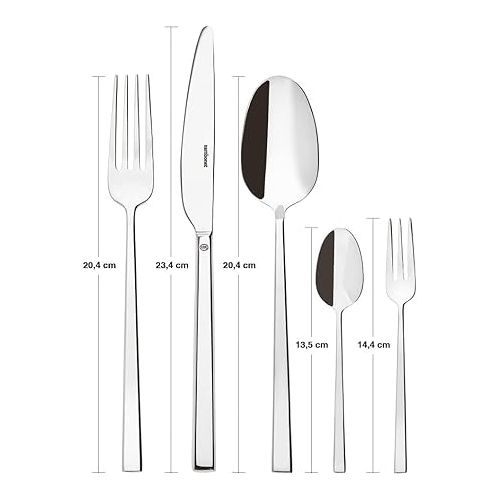  Sambonet Rock 52562-G6 18/10 Stainless Steel Tableware Set for 12 People, 30 Pieces: 6 Forks, 6 Spoons, 6 Knives, 6 Teaspoons, 6 Dessert Forks, Dishwasher Safe