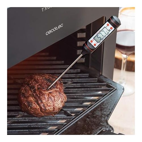  Cecotec Txuletaco 8000 Inferno Roaster. 2200 W, Cast Iron Grate, Stone and Pizza Tray, 2 Fat Trays, Temperature up to 850º, Digital Thermometer Included