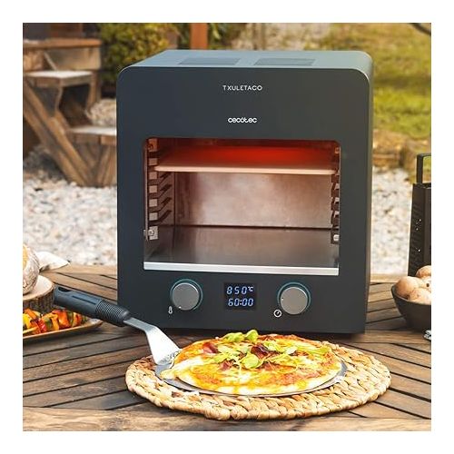  Cecotec Txuletaco 8000 Inferno Roaster. 2200 W, Cast Iron Grate, Stone and Pizza Tray, 2 Fat Trays, Temperature up to 850º, Digital Thermometer Included