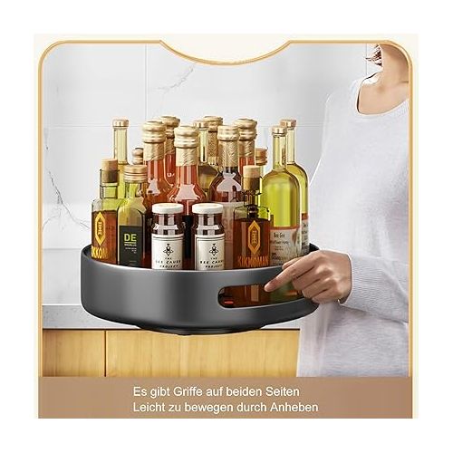  Turntable Organiser, AUHOU Lazy Susan Turntable 360°, Metal Steel Fridge Rotating Tray Round Spice Rack Rotatable for Kitchen Pantry Cabinet Worktop (Iron - 25 cm)