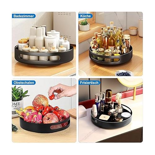  Turntable Organiser, AUHOU Lazy Susan Turntable 360°, Metal Steel Fridge Rotating Tray Round Spice Rack Rotatable for Kitchen Pantry Cabinet Worktop (Iron - 25 cm)