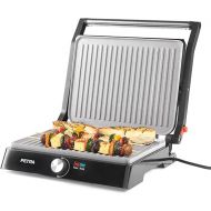 Petra PT4076VDEEU10 XL 180° Electric Grill and Panini Press, Sandwich Toaster with Marblestone Non-Stick Coating, Table Grill, Foldable for 2 Cooking Surfaces, Vegetables, Meat, Skewers, Low-Fat