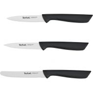 Tefal K2733S Colorfood Knife Set 3-Piece | Utility Knife (10 cm) / Paring Knife (8 cm) Serrated Paring Knife (8 cm) Smooth | German Stainless Steel | Corrosion Resistant | Ergonomic | Safe | Black