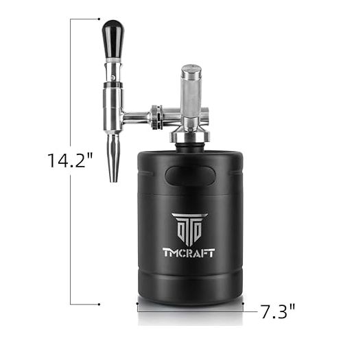  TMCRAFT 64 oz Nitro Cold Brew Coffee Machine, Stainless Steel Stout Cream Tap & Pressure Relief Valve, Home Brew Coffee Barrel Nitrogen Coffee Barrel