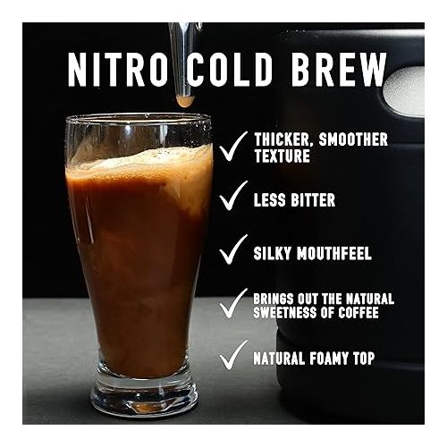  TMCRAFT 64 oz Nitro Cold Brew Coffee Machine, Stainless Steel Stout Cream Tap & Pressure Relief Valve, Home Brew Coffee Barrel Nitrogen Coffee Barrel