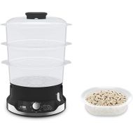 Tefal VC2048 Ultracompact Steamer | Stackable Storage System | Healthy Cooking | 3 BPA Free Attachments | 60 Minute Timer | Refill When Cooking | 9L Capacity | Includes Rice Insert | 800W