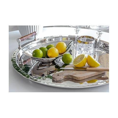  EDZARD Halifax Bowl (L 27 cm, W 15 cm) Hammered Stainless Steel - Decorative Plate, Decorative Tray, Bowl, Serving Bowl, Bowl Bowl, Metal Plate for Decoration, Flowers, Candles & Snacks