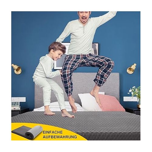  DUANDUAN Topper 180 x 200 cm - 7.5 cm Height Two Hardness Memory Foam Mattress Topper - Oeko-Tex® Certified Gel Foam Mattress Topper for Box Spring Bed Caravan Sofa Bed - Dark Grey