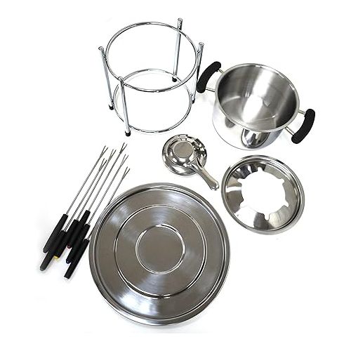  Norpro Fondue-Set aus Edelstahl, 10-teilig, mittel, silberfarben