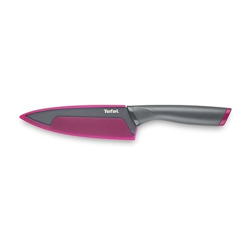  Tefal K122S2 Fresh Kitchen Set of 2 Chef's Knives 15 cm + Vegetable Knife 9 cm Stainless Steel Blade + Titanium Reinforced Non-Stick Coating Protective Cover Dishwasher Safe Black/Pink/Green