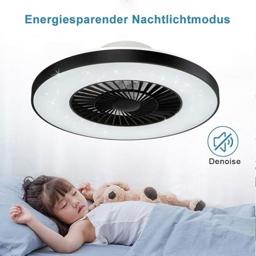  Depuley LED Ceiling Fan with Lamp, Modern Invisible Fan Ceiling Light, Dimmable Fan with Lighting, Adjustable Ceiling Lamp with Remote Control for Bedroom, Living Room