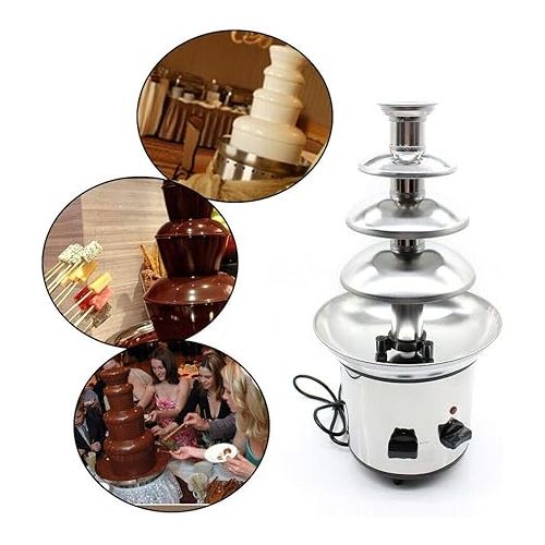  KinHall Chocolate Fountain, 170 Watt, 4 Levels, Stainless Steel Chocolate Fountain, Chocolate Fondue, Chocolate Fondue, Max. Capacity 1 kg for Wedding Party