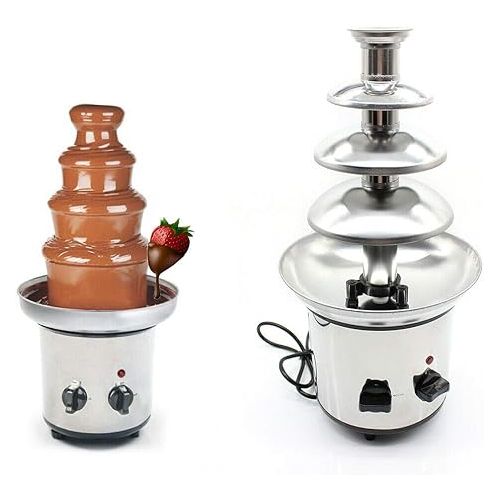  KinHall Chocolate Fountain, 170 Watt, 4 Levels, Stainless Steel Chocolate Fountain, Chocolate Fondue, Chocolate Fondue, Max. Capacity 1 kg for Wedding Party