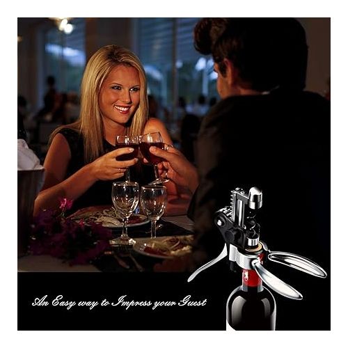  Corkscrew Wine Gift Set, Bottle Opener, Premium Wine Opener Set with Capsule Cutter, Wine Pourer, Vacuum Wine Stopper, for All Types of Corks, Gift for Men and Women