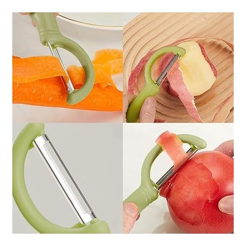  Aililong Potato and Vegetable Peeler Set - 2 Pieces Peeler, Universal Peeler, Tomato Peeler, Pendulum Peeler - Ergonomic Handle - Rustproof & Dishwasher Safe - Ideal for Peeling Needs