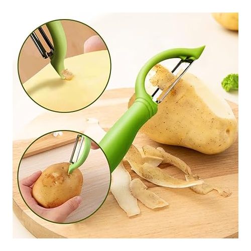  Aililong Potato and Vegetable Peeler Set - 2 Pieces Peeler, Universal Peeler, Tomato Peeler, Pendulum Peeler - Ergonomic Handle - Rustproof & Dishwasher Safe - Ideal for Peeling Needs