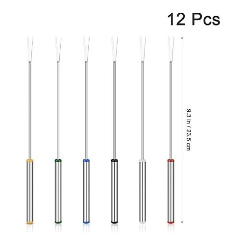  OUNONA Pack of 12 24 cm Fondue Forks Made of Stainless Steel with Heat Resistant Handle for Chocolate Fountain Cheese Fondue Fried Marshmallows
