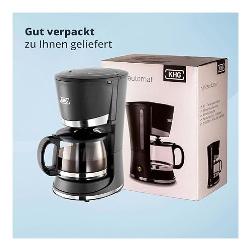  KHG KA-121S Coffee Machine in Black, Mini Filter Coffee Machine with Glass Jug 500 ml, up to 4 Cups, 600 Watt, Includes Permanent Filter, Drip Stop, Warming Function and Automatic Shut-Off