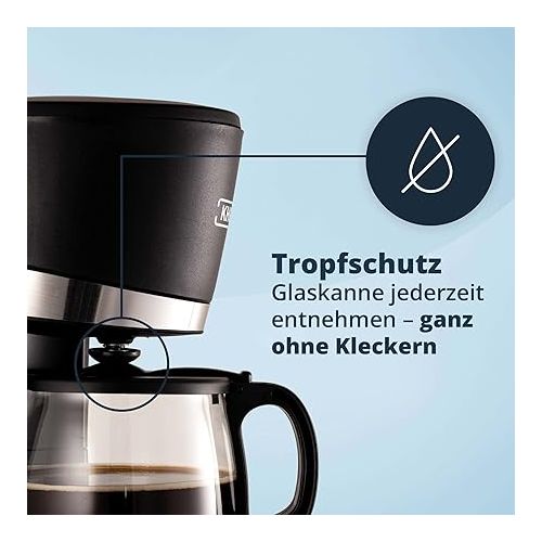  KHG KA-121S Coffee Machine in Black, Mini Filter Coffee Machine with Glass Jug 500 ml, up to 4 Cups, 600 Watt, Includes Permanent Filter, Drip Stop, Warming Function and Automatic Shut-Off