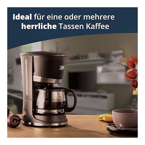  KHG KA-121S Coffee Machine in Black, Mini Filter Coffee Machine with Glass Jug 500 ml, up to 4 Cups, 600 Watt, Includes Permanent Filter, Drip Stop, Warming Function and Automatic Shut-Off