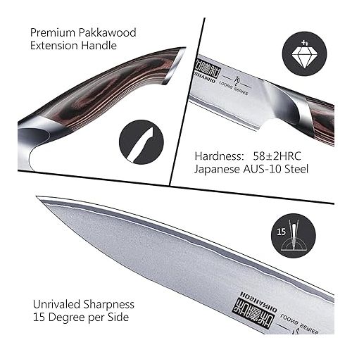  HOSHANHO Chef's Knife, Kitchen Knife 15 cm Utility Knife Made of High-Quality German Carbon Stainless Steel, Professional Chef's Knife with Effortless Ergonomic Handle