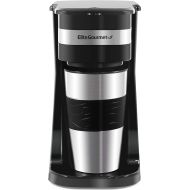 Elite Gourmet EHC111A# Personal 14oz Single-Serve Compact Coffee Maker Brewer - Includes Stainless Steel Thermal Travel Mug, Compatible with Coffee Grounds, Reusable Filter - 600 Watt, Black