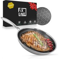 FIXLINE® Premium Stainless Steel Pan Diameter 24 cm - All Hobs Including Induction - Scratch-Resistant Non-Stick Coating without PFOA - Oven up to 250°C - Elegant Honeycomb Design - All-rounder Pan