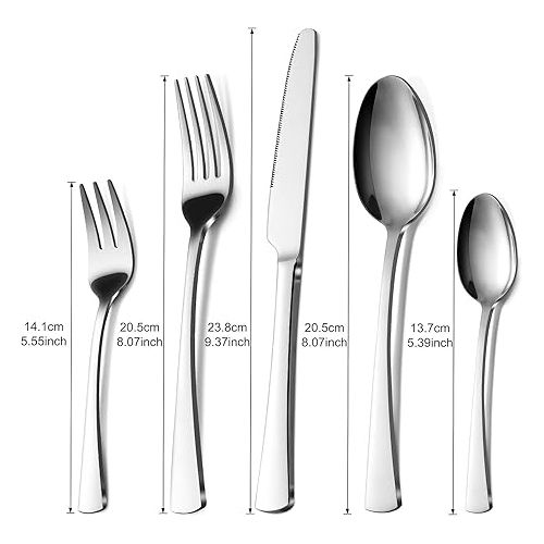  Bestdin Cutlery Set for 6 People, 30-Piece Stainless Steel Cutlery Set with Knife Fork Spoon, High-Quality Stainless Steel Cutlery, Dishwasher Safe