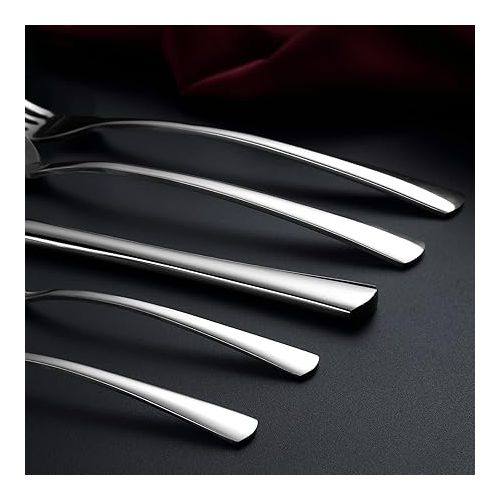  Bestdin Cutlery Set for 6 People, 30-Piece Stainless Steel Cutlery Set with Knife Fork Spoon, High-Quality Stainless Steel Cutlery, Dishwasher Safe