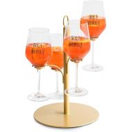 SpritzUpYourLife Drinks Tower, Serving Tree for Cocktails, Aperol Tower for 4 Glasses, Birthday Gift for Women, Aperol Gift, Sarti Pink Aperitif Gift (Gold)