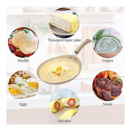  Crepes Pan Pancake Pan Induction Palate Ham Pan Pancake Frying Pan Pan Crepe Non-Stick Coating for Pancakes Crepes Omelettes Palate Ham Carbon Steel 20 cm