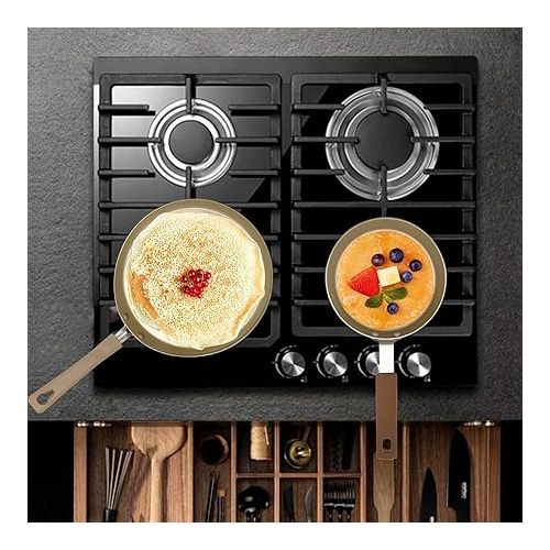  Crepes Pan Pancake Pan Induction Palate Ham Pan Pancake Frying Pan Pan Crepe Non-Stick Coating for Pancakes Crepes Omelettes Palate Ham Carbon Steel 20 cm